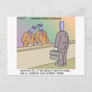 Carte Postale Vendeur loufoque par Rick London Drôle