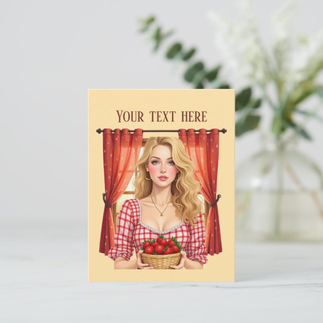 Carte Postale Vendeurs de fraises mignons personnalisables (Debout devant)