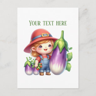 Carte Postale Vendeurs de plants d'aubergines mignons personnali