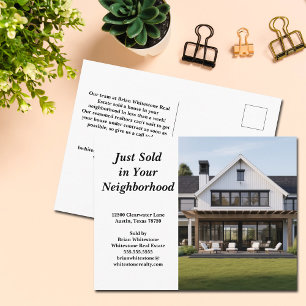 Carte Postale Vendu Immobilier Société Personnalisé Maison Photo