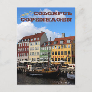 Carte Postale VENEZ À Copenhague COLORÉ Danemark