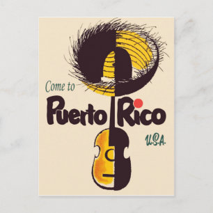 Carte Postale Venez à Porto Rico, voyage vintage