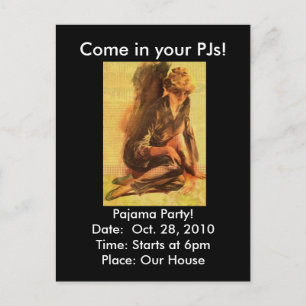 Carte Postale Venez dans vos PJs !, Invitation de la fête du pyj