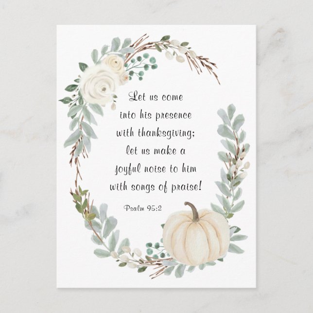 Carte Postale Venez en sa présence avec la Bible de Thanksgiving (Devant)