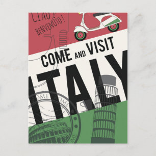 Carte Postale Venez visiter l'Italie