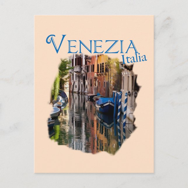 Carte Postale Venezia, Italie : Canal coloré (Devant)