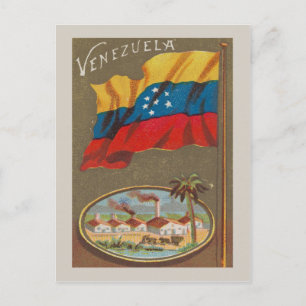 Carte Postale Venezuela vintage avec drapeau
