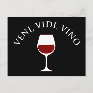 Carte Postale Veni, Vidi, Vino Amoureux Du Vin Latino Phrase