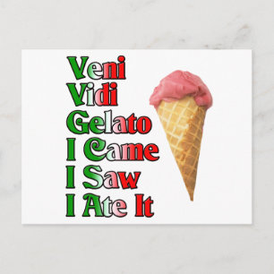 Carte Postale Veni Vini Gelato (Je suis venu voir que je l'ai ma