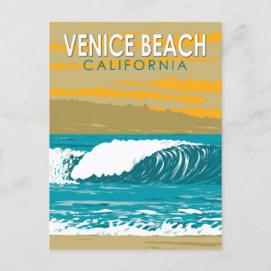 Carte Postale Venice Beach California Travel Art Vintage
