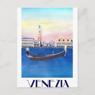 Carte Postale Venice Italie Gondola sur Grand Canal avec San Mar