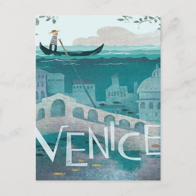 Carte Postale venice Italie Gondola voyage vacances rétro post (Devant)