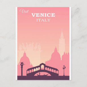 Carte Postale Venice Italie Poster Vintage voyage rose