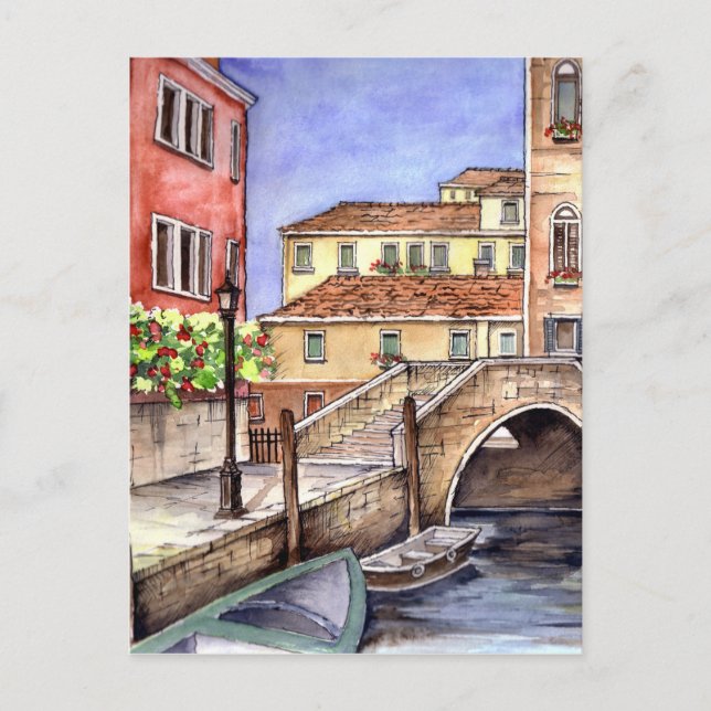 Carte Postale Venice - Pen & Wash Watercolor (Devant)