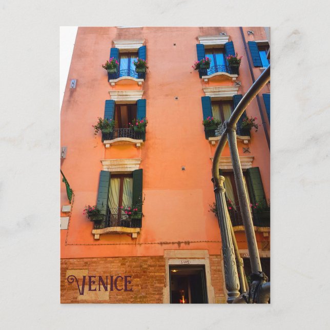 Carte Postale Venise Canal Vie Architecture Fleur Boîte (Devant)