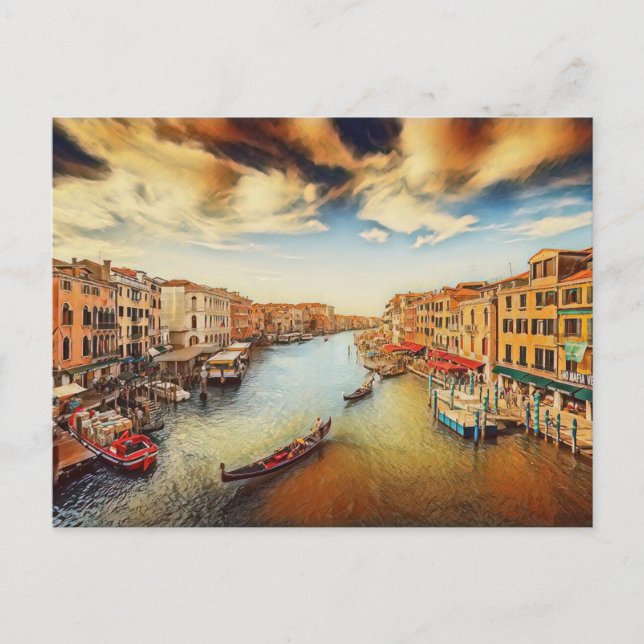 Carte Postale Venise grand canal avec gondoles (Devant)