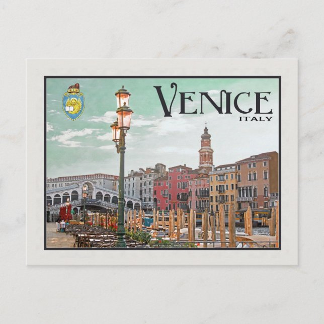 Carte Postale Venise - Grand Canal et Pont du Rialto (Devant)