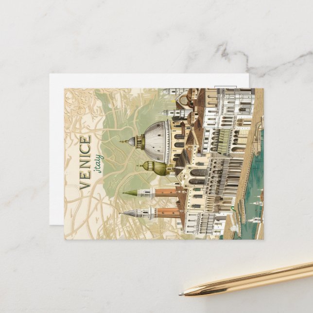 Carte Postale Venise Italie (Devant/Arrière en situation)