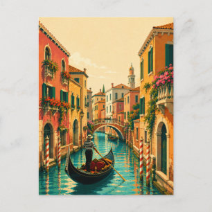 Carte Postale Venise Italie Canal Vénitien Gondole Souvenir