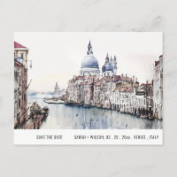 Venise Italie Canaux Aquarelle Enregistrer La Date