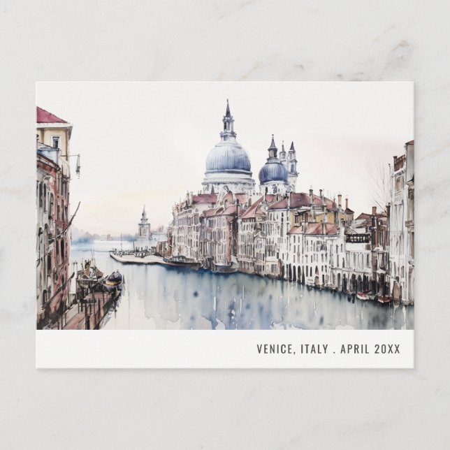 Carte Postale Venise Italie Canaux Aquarelle Voyage italien (Devant)