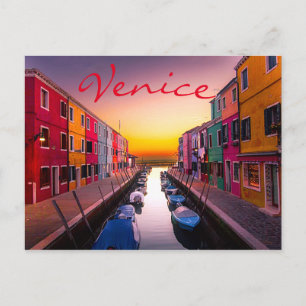 Carte Postale Venise Italie Coucher du soleil Canal Architecture
