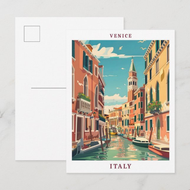 Carte Postale Venise Italie Élégant Vintage voyage (Devant / Derrière)