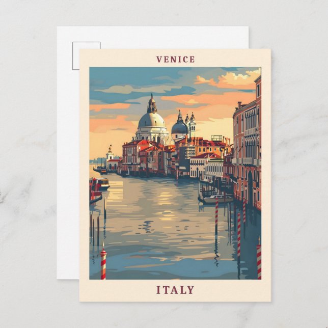 Carte Postale Venise Italie Élégant Vintage voyage d'art (Devant / Derrière)