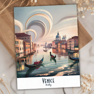 Carte Postale Venise Italie Gondola Canal Aquarelle Retro Voyage