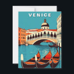 Carte Postale Venise Italie Gondole Canal Vintage<br><div class="desc">Cette carte postale de Venise est le souvenir idéal de votre aventure européenne, un memento significatif de votre visite à Venise, en Italie, ou un cadeau attentionné pour les romantiques, les amateurs d'art et tous ceux qui rêvent d'échappées italiennes. Le style d'illustration vibrant évoque l'attrait intemporel des affiches de voyage...</div>