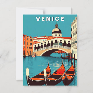 Carte Postale Venise Italie Gondole Canal Vintage