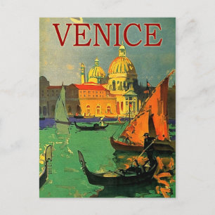 Carte Postale Venise, Italie, gondole, voile, vintage