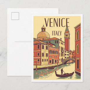 Carte Postale Venise Italie Illustration Art vintage Voyage