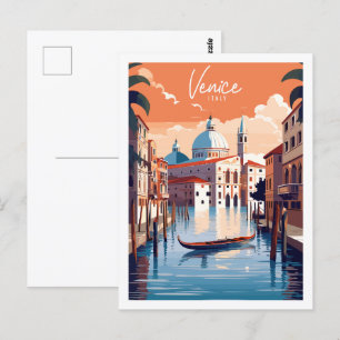 Carte Postale Venise Italie vintage lieu de voyage illustration