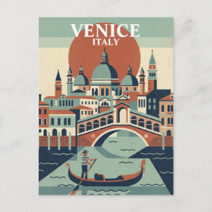 Carte Postale Venise Italie Voyage Vintage Gondole Canal