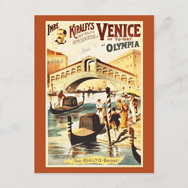 Carte Postale Venise vintage d'aujourd'hui, pont du Rialto (Devant)