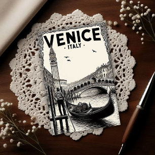 Carte Postale Venise Vintage Italie Gondole Voyage