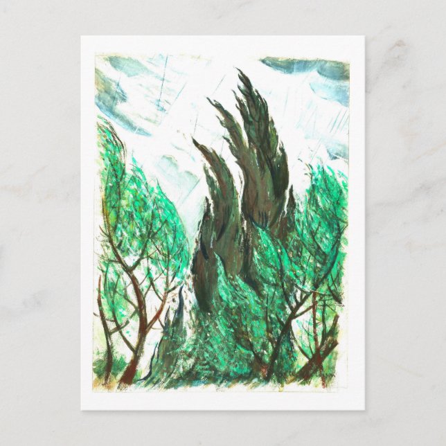 Carte Postale Vent dans la peinture des arbres (Devant)