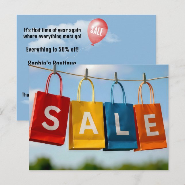 Carte Postale Vente de sacs de shopping en ligne (Devant / Derrière)