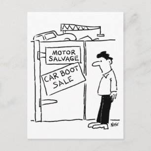 Carte Postale Vente de voiture dans une casse dessin animé