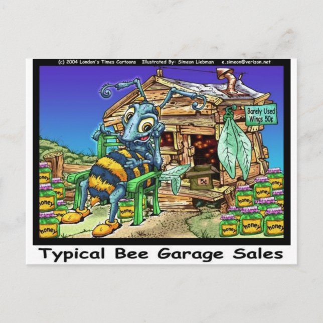 Carte Postale Ventes de Garage d'abeilles typiques Drôle Cadeaux (Devant)