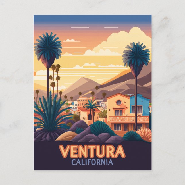 Carte Postale Ventura Sunset Mounts Californie du Sud Rétro (Devant)