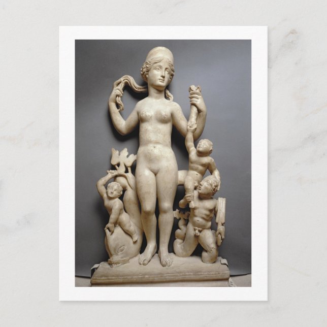Carte Postale Vénus avec putti, une tribu et un dauphin, Romain, (Devant)