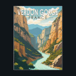 Carte Postale Verdon Gorge France Travel Art Vintage<br><div class="desc">Gorge du Verdon dans un style d'art vectoriel. Les gorges du Verdon sont un canyon fluvial du sud-est de la France. C'est l'un des plus grands canyons d'Europe.</div>