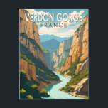Carte Postale Verdon Gorge France Travel Art Vintage<br><div class="desc">Gorge du Verdon dans un style d'art vectoriel. Les gorges du Verdon sont un canyon fluvial du sud-est de la France. C'est l'un des plus grands canyons d'Europe.</div>