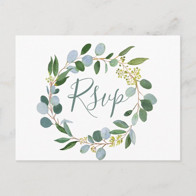 Carte Postale Verdure aquarelle couronne RSVP (Devant)