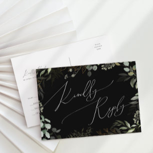 Carte Postale Verdure lunaire Mariage noir et or RSVP