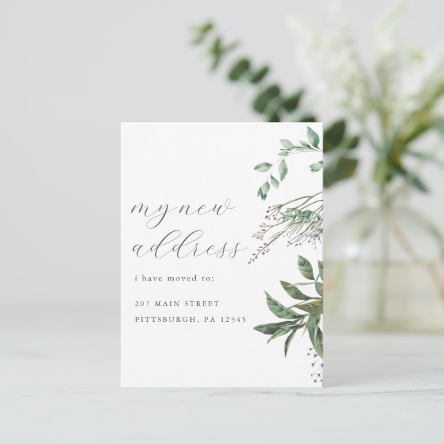 Carte Postale Verdure moderne Changement d'adresse Déménagement (Debout devant)