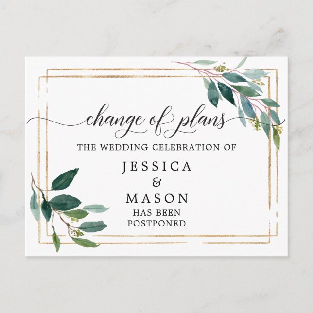 Carte Postale Verdure Reportée Mariage Modifier La Date (Devant)