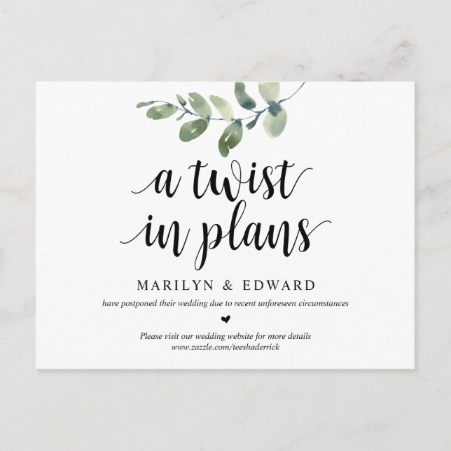 Carte Postale Verdure, Un coup dans les plans, Mariage Reporté (Devant)